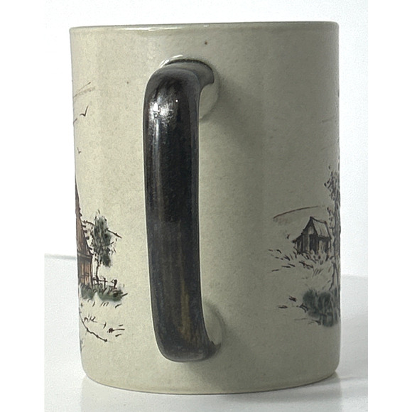 Vintage OTAGIRI Coffee Cocoa Tea Mug Country Farm Barn Windmill Embossed - Picture 2 of 7